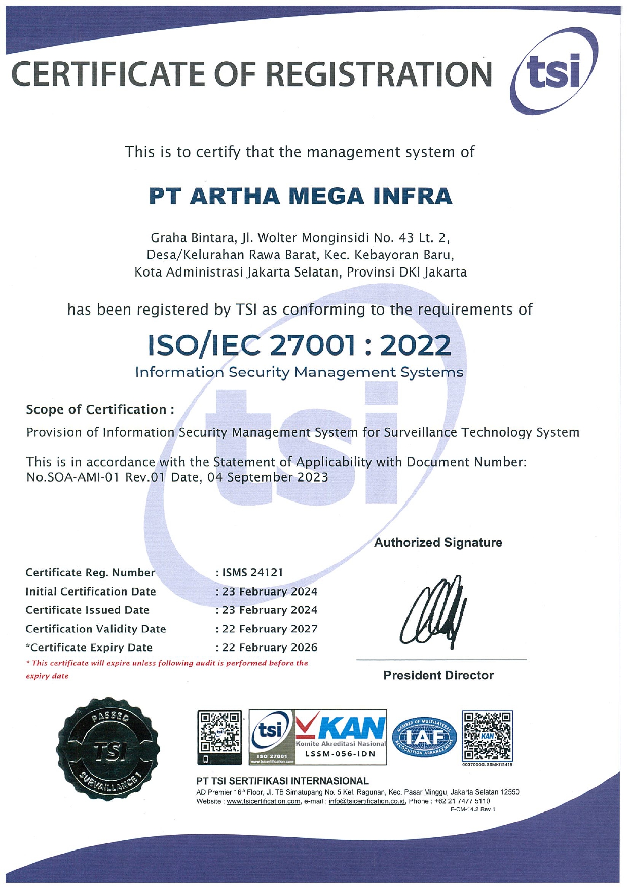 ISMS24121 PT ARTHA MEGA INFRA